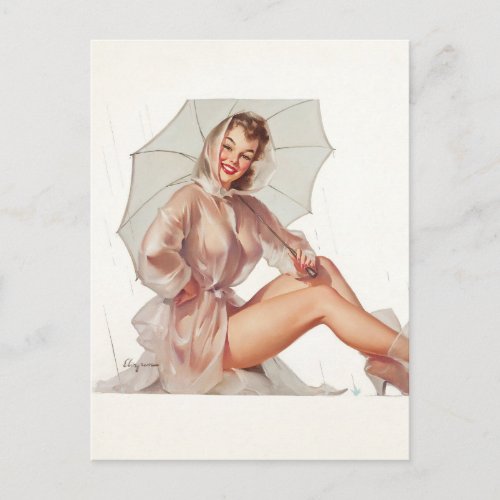 For All Weather Pin Up Art Postcard
