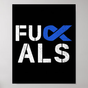 For Als Awareness Month Blue Ribbon Support Squad  Poster