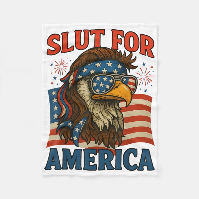 For America 4th Of July Patriotic  Fleece Blanket (Front)