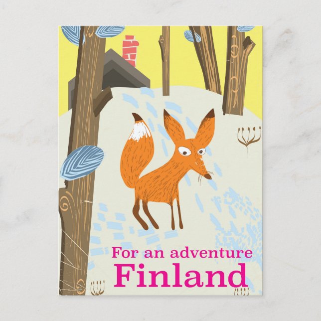 For an Adventure Finland retro travel poster Postcard (Front)