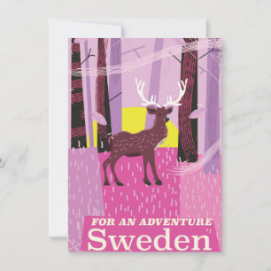 For an Adventure Sweden retro travel poster Invitation