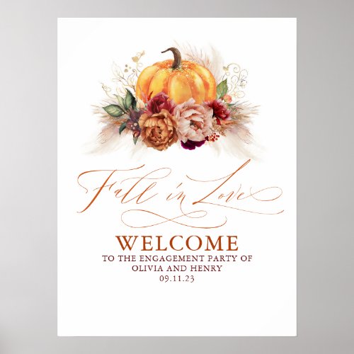 For Any Party _ Pumpkin Rust Terracotta Flowers Poster