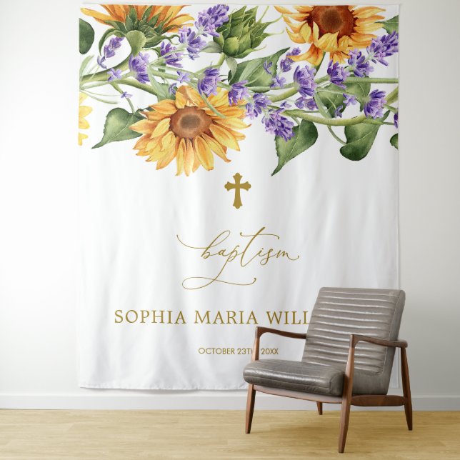 For Anyone Baptism Backdrop - Sunflowers & Cross (In Situ)