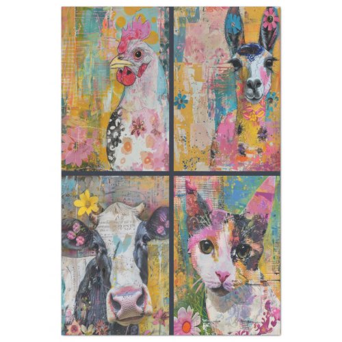  For Artist Farm Animal Junk Journal Background 3 Tissue Paper