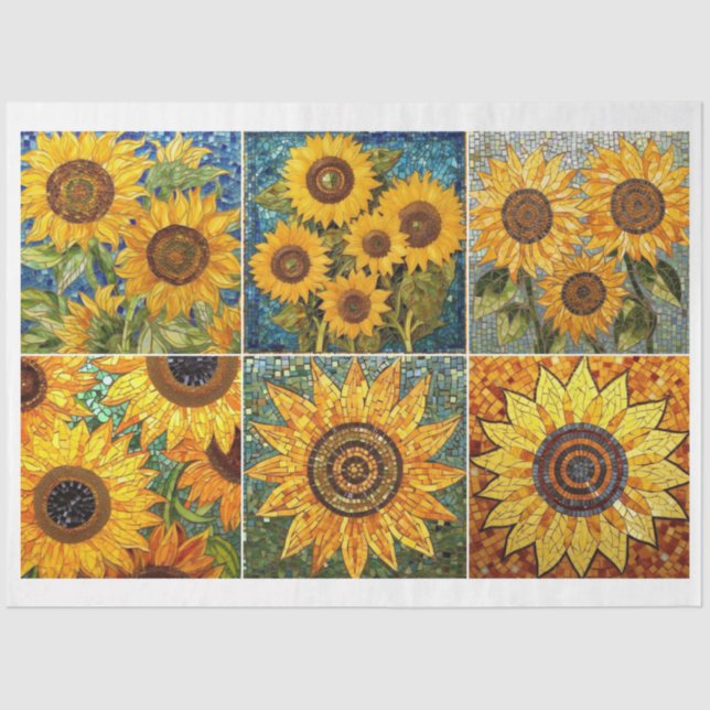 For Artists and Crafters Mosaic Sunflower Texture Tissue Paper (Front)