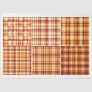 For Artists Fall Themed Orange Brown Plaid Pattern Tissue Paper
