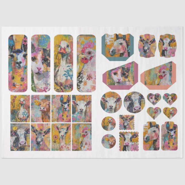  For Artists Farm Animal Junk Journal Ephemera Tissue Paper (Front)