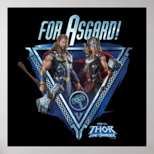 For Asgard! Thor and Mighty Thor Graphic Poster