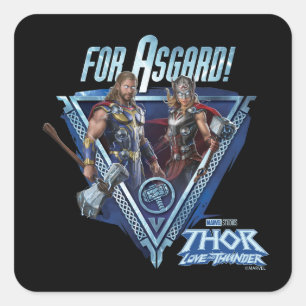 For Asgard! Thor and Mighty Thor Graphic Square Sticker