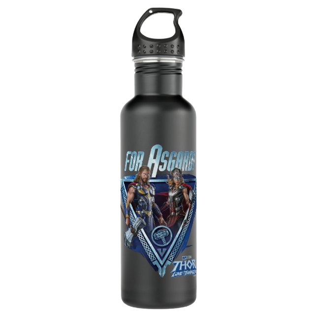 For Asgard! Thor and Mighty Thor Graphic Stainless Steel Water Bottle (Front)