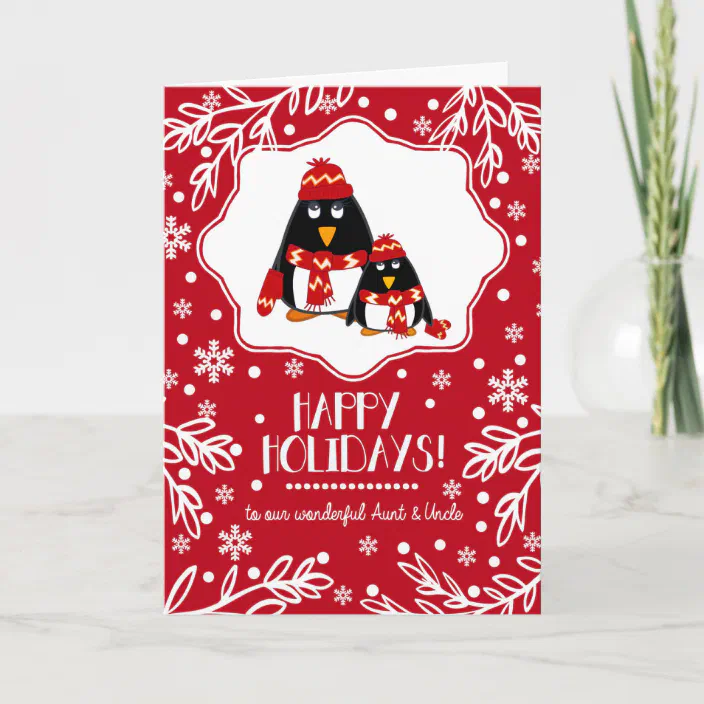 cute AUNT AND UNCLE Christmas card 4 x cards to choose from! 