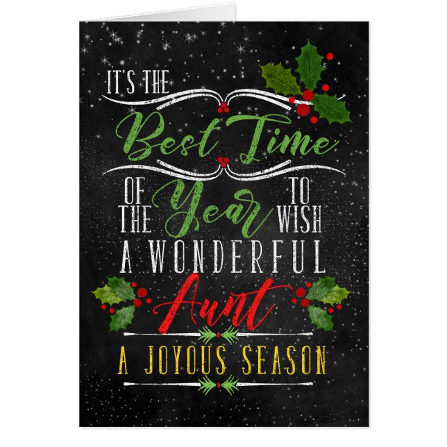 for Aunt Best Time of Year Christmas Chalk Cards (Front)