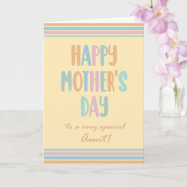 For Aunt Mothers Day Stripes and Typography Card (Orchid)