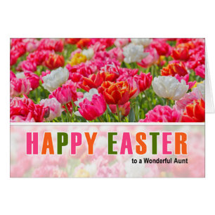 for Aunt on Easter Pink Tulip Garden Cards