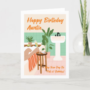 For Auntie Relaxing Bubbles Birthday Card