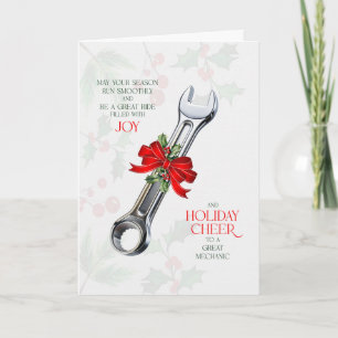 for Auto Mechanic Wrench Themed Business Cheer Holiday Card