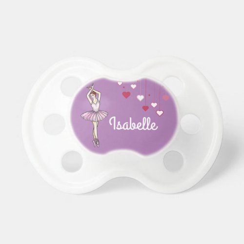 For Baby Ballerina with Pink Dress Pointe Shoes Pacifier