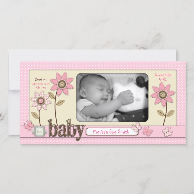 For Baby Girl Photo Card (Front)
