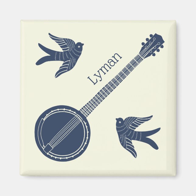 For Banjo Players Banjo and Birds Personalized Magnet (Front)