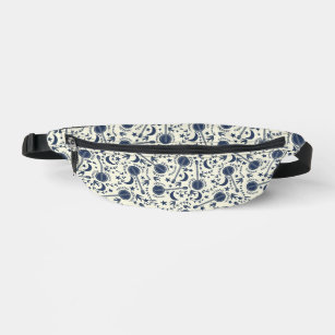 For Banjo Players Blue and Cream Folk Art Pattern Fanny Pack