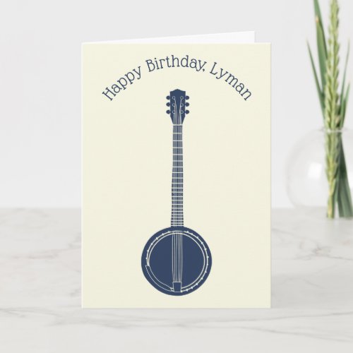 For Banjo Players Navy Blue Personalized Birthday Card