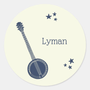 For Banjo Players Navy Blue Personalized Classic Round Sticker