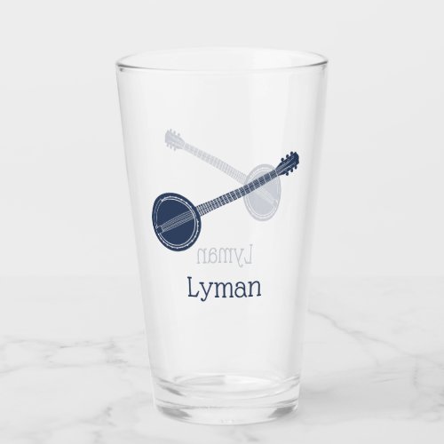 For Banjo Players Navy Blue Personalized Glass