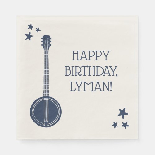 For Banjo Players Navy Blue Personalized Party Napkins