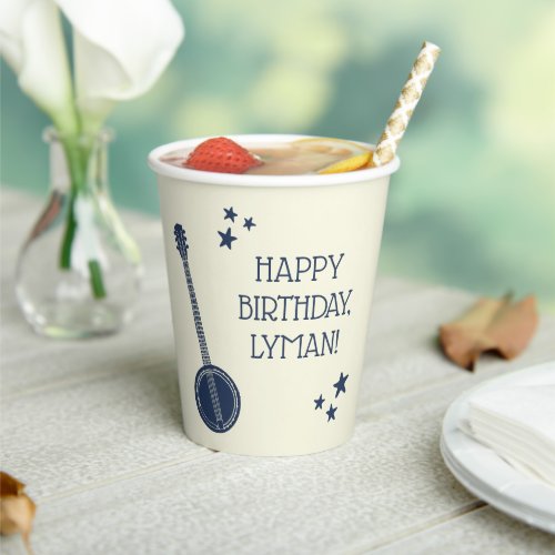 For Banjo Players Navy Blue Personalized Party Paper Cups