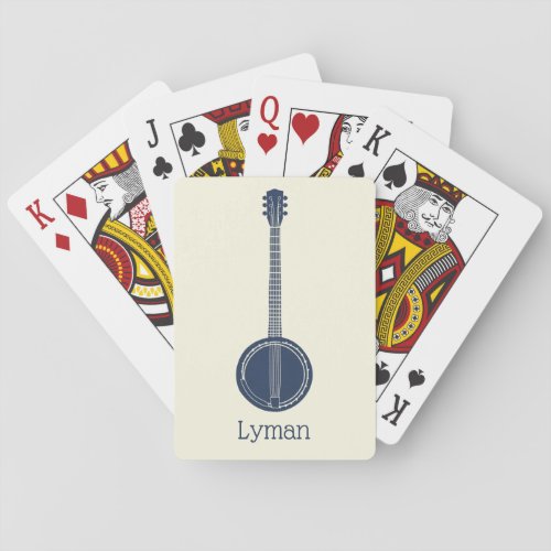 For Banjo Players Navy Blue Personalized Playing Cards