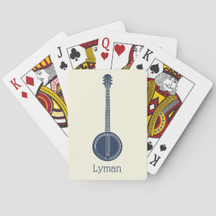 For Banjo Players Navy Blue Personalized Poker Cards