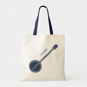 For Banjo Players Navy Blue Personalized Tote Bag