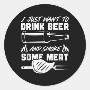 For Barbecue Grill & Meat Grilling Fans & Classic Round Sticker