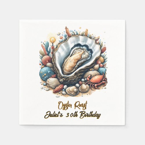 For Beach Seafood pearl oyster roast 30th Birthday Napkins