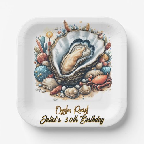 For Beach Seafood pearl oyster roast 30th Birthday Paper Plates