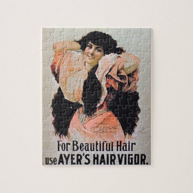 'For Beautiful Hair Use Ayer's Hair Vigor' (colour Jigsaw Puzzle (Vertical)