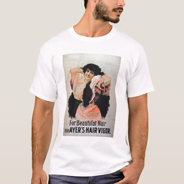 'For Beautiful Hair Use Ayer's Hair Vigor' (colour T-Shirt (Front)