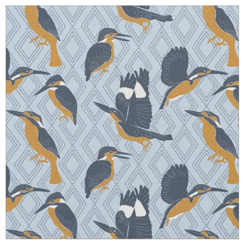 For Bird Lovers Cozy Kingfishers Patterned Fabric