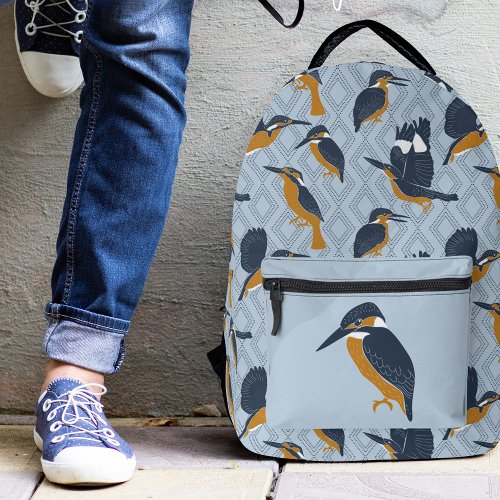 For Bird Lovers Cozy Kingfishers Patterned Printed Backpack
