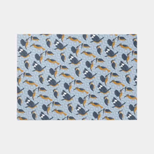 For Bird Lovers Cozy Kingfishers Patterned Rug