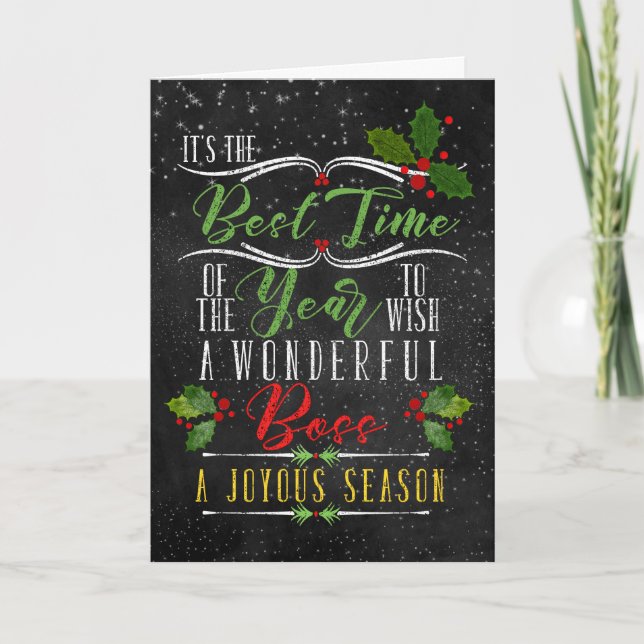 for Boss Best Time of Year Christmas Chalk Holiday Card (Front)