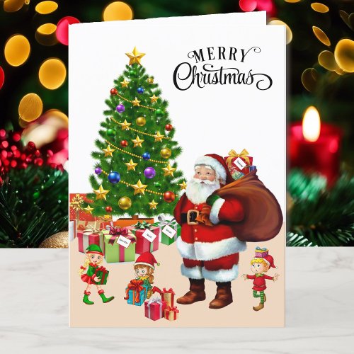 For Boy or Girl Santa Claus  Elves Christmas Kids Holiday Card