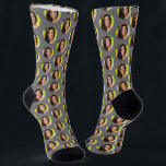 For Boyfriend From Girlfriend Photo Gray  Socks<br><div class="desc">These funny socks for a boyfriend from a girlfriend photo socks feature your own photo in a trendy offset pattern on a gray background and are a fun way for your boyfriend (or husband) to remember you as he pulls on his socks! This is a great birthday or Christmas gift...</div>