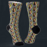 For Boyfriend From Girlfriend Photo Gray  Socks<br><div class="desc">These funny socks for a boyfriend from a girlfriend photo socks feature your own photo in a trendy offset pattern on a gray background and are a fun way for your boyfriend (or husband) to remember you as he pulls on his socks! This is a great birthday or Christmas gift...</div>