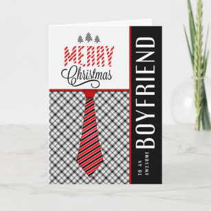 for Boyfriend Merry Christmas Masculine Necktie Holiday Card