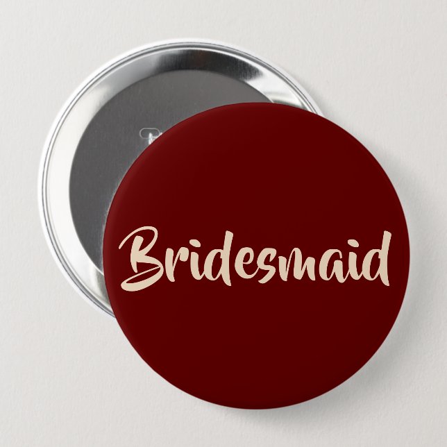 For Bridesmaids Burgundy and Blush Wedding Party Button (Front & Back)