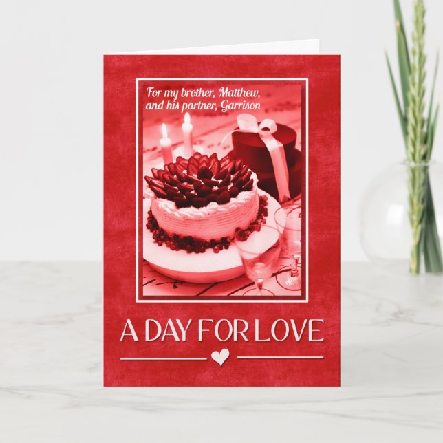 for Brother and His Partner on Valentine's Day Holiday Card (Front)