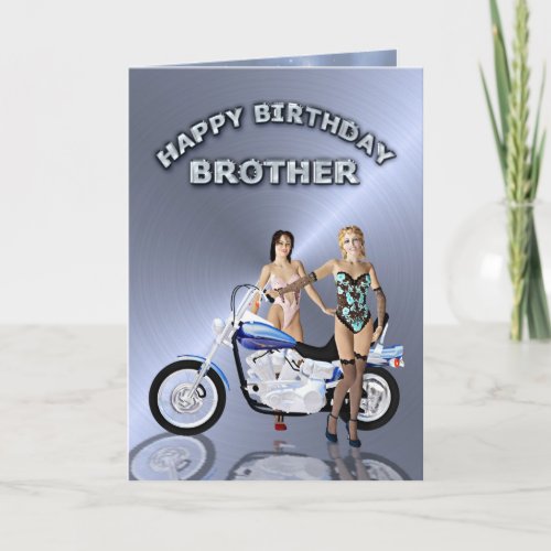 For brother birthday with girls and a motorcycle card