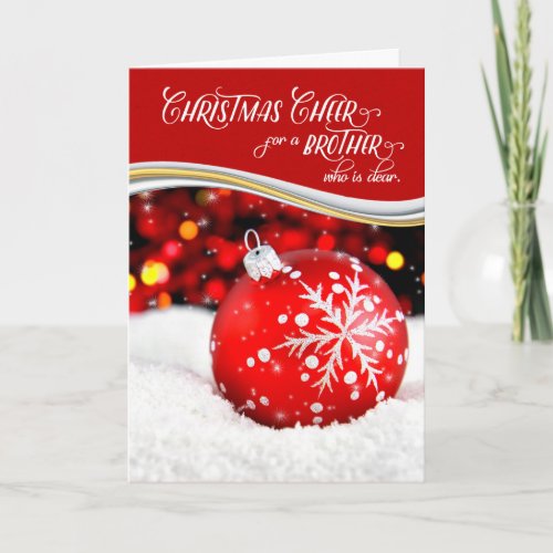 for Brother Christmas Cheer Red Snowflake Ornament Holiday Card