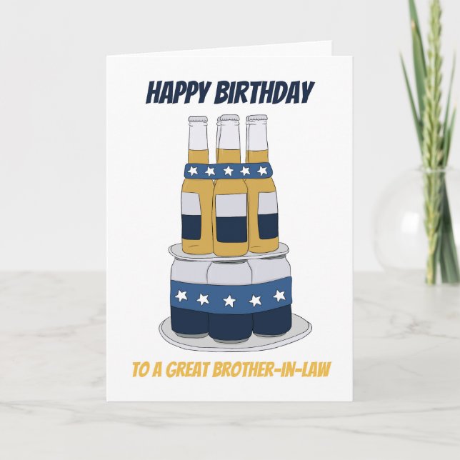 For Brother In Law Fun Beer Cake Birthday Card (Front)